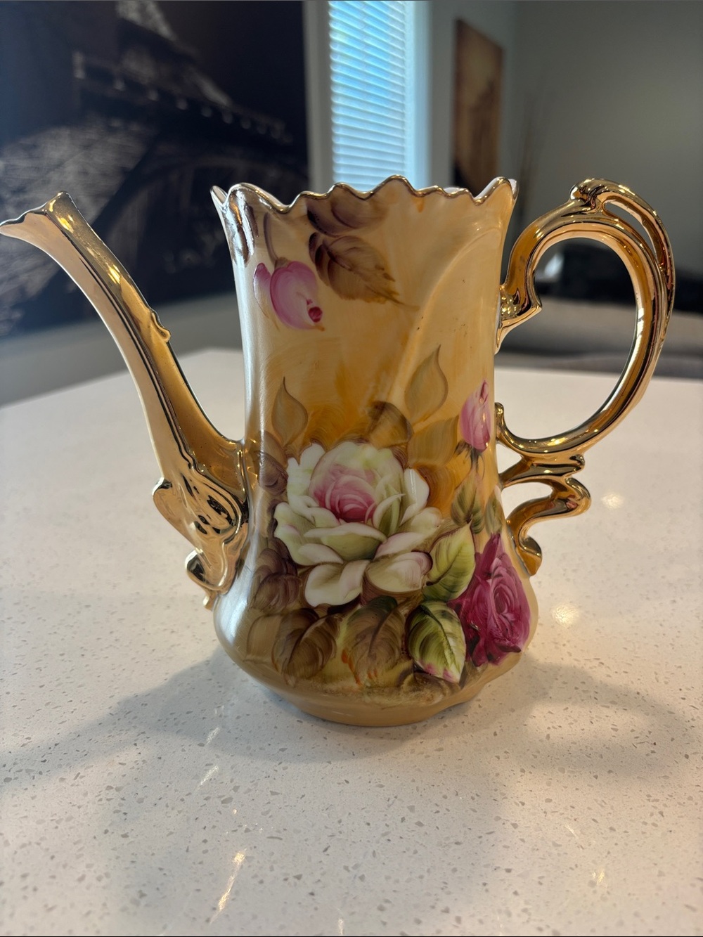 Vintage Lefton Heritage Rose Coffee/Chocolate Pot (No Lid)